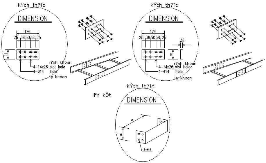 Cable tray connectors design in detail AutoCAD drawing, dwg file, CAD file