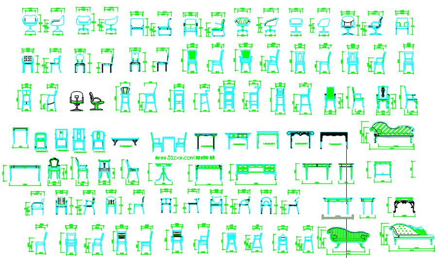 2D CAD Blocks of Chairs for Architecture and Interiors
