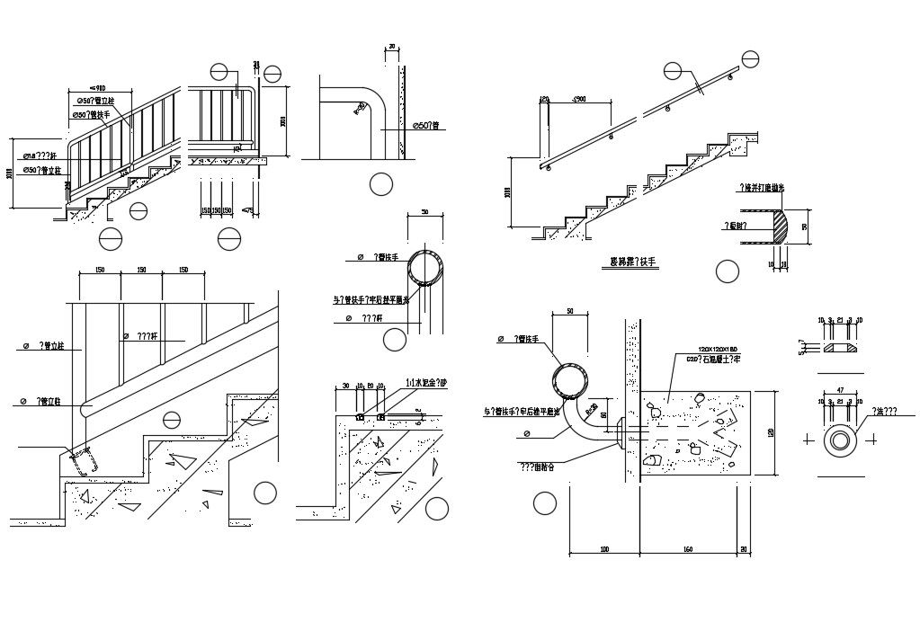 Cad drawing of the staircase with detail dimension in autocad