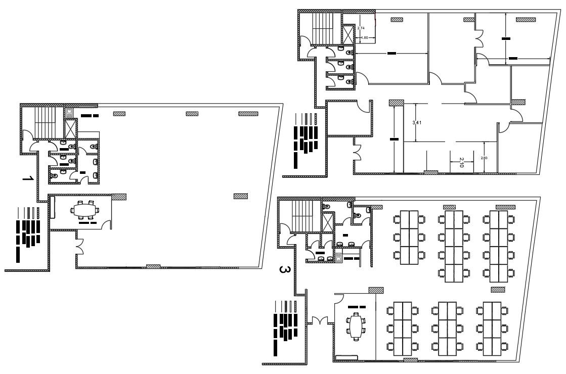 Cad Dwg Drawing file gives the detail of the office plan layout G+2 . Download the AutoCAD Drawing file.