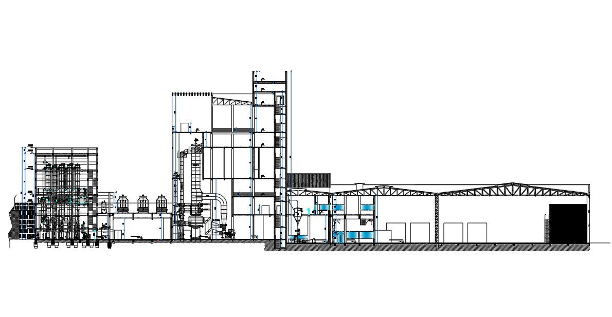 Cad Dwg Drawing file having the details of sectional details of the milk producing factory. Download the AutoCAD Drawing file.