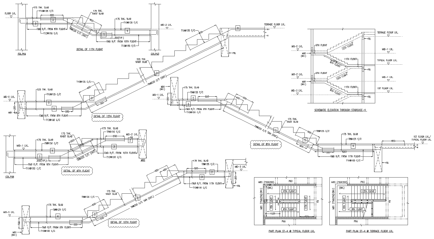 Cad block of Staircase detailed plan and sections DWG AutoCAD drawing