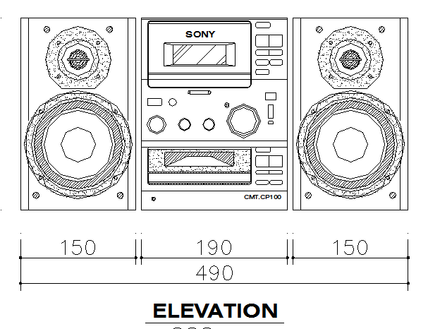 Cadillac Speaker Cad Elevation Design Block dwg file