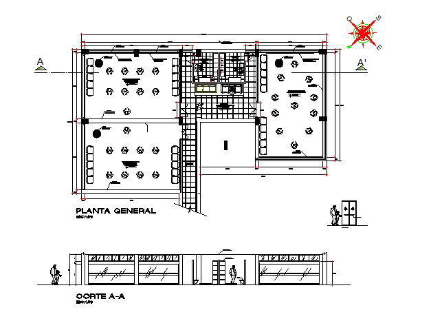 Cafe architectural plan details