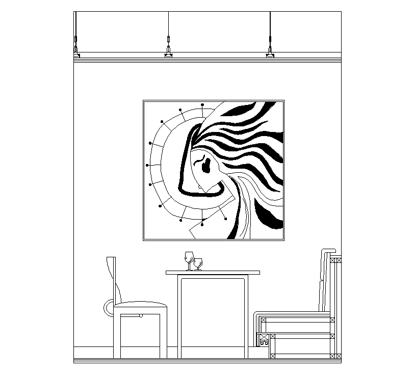 Cafeteria Dining Table Side Elevation in DWG Drawing