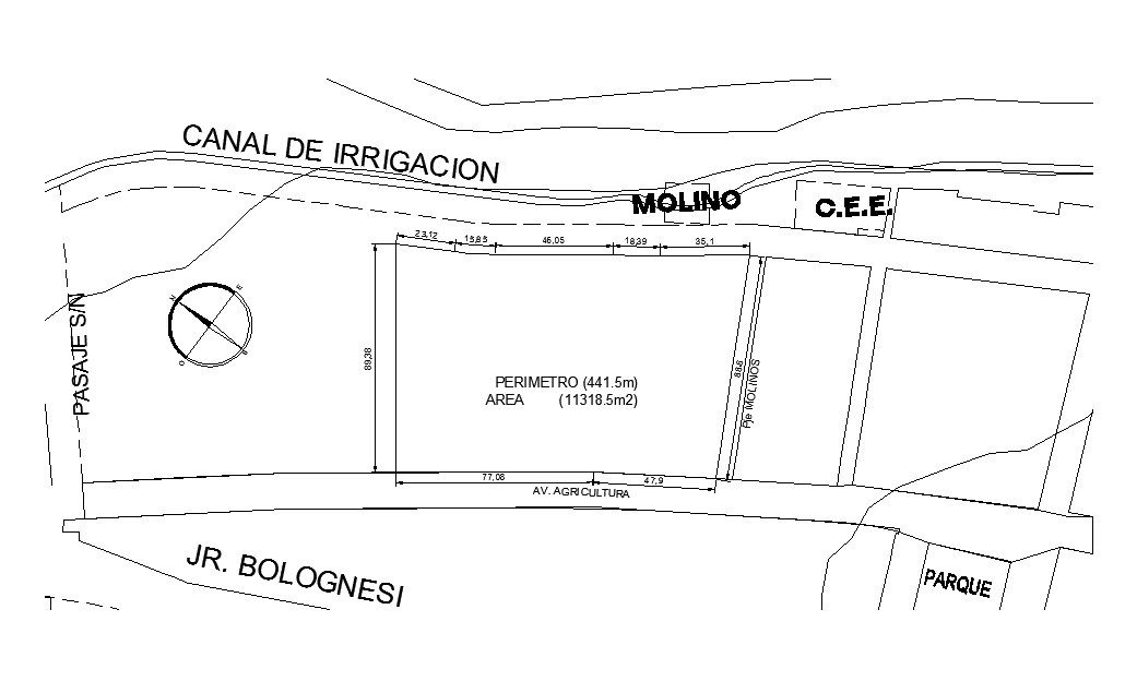 Canal irrigation details and site plan details dwg file