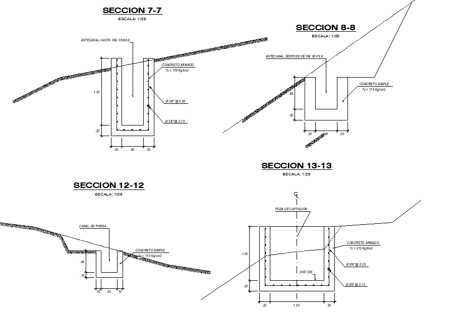 Canal section plan autocad file