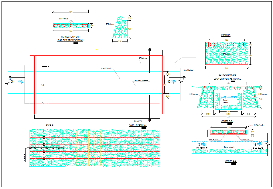 Canal structure detail information dwg file