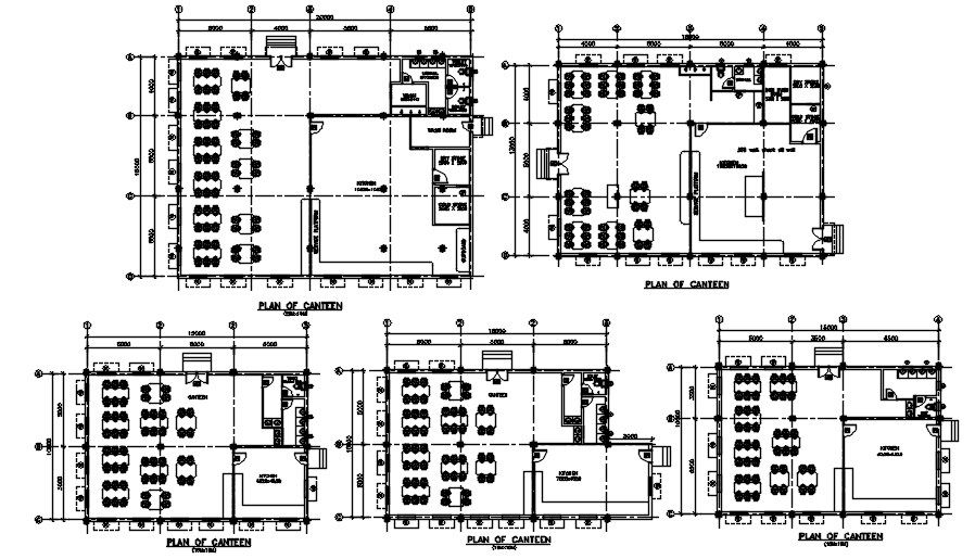 Detailed Canteen Plan with Layouts and AutoCAD DWG Drawing File