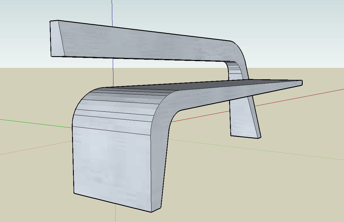 Cantilever outdoor bench 3d view skp file