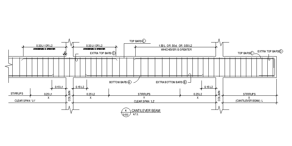 Cantilever Beam Detail Drawing in AutoCAD DWG for Structural Design