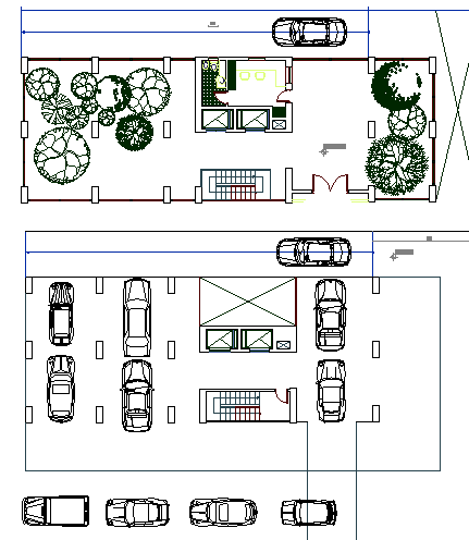Car Parking and Garden Area of Multi Flooring Housing Flats dwg file