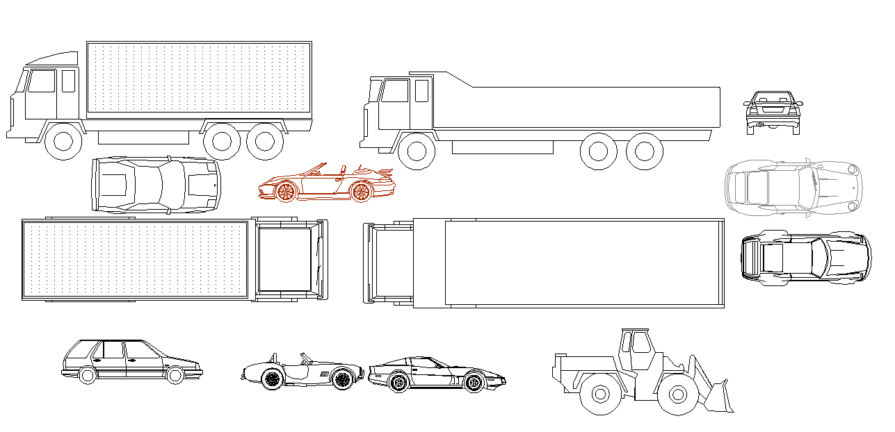 Car and truck detail dwg file