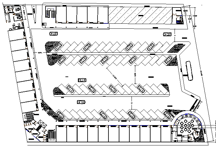 Car parking lot with basement layout plan details dwg file