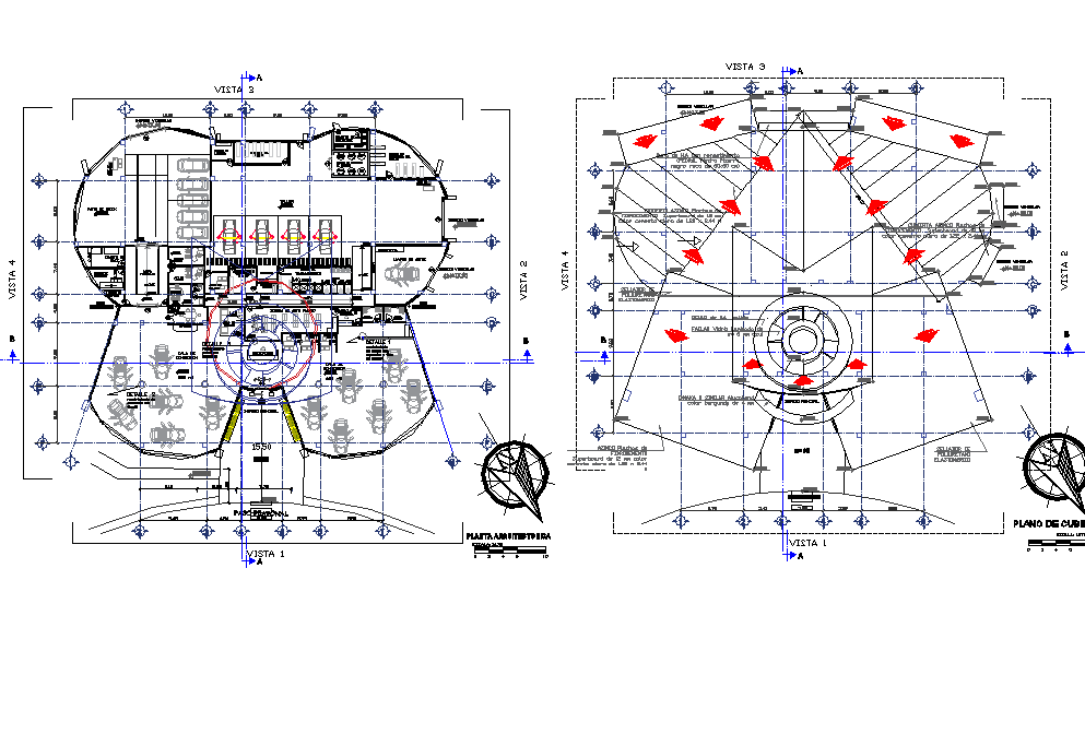 Car show room office area floor plan with view of corporate building dwg file