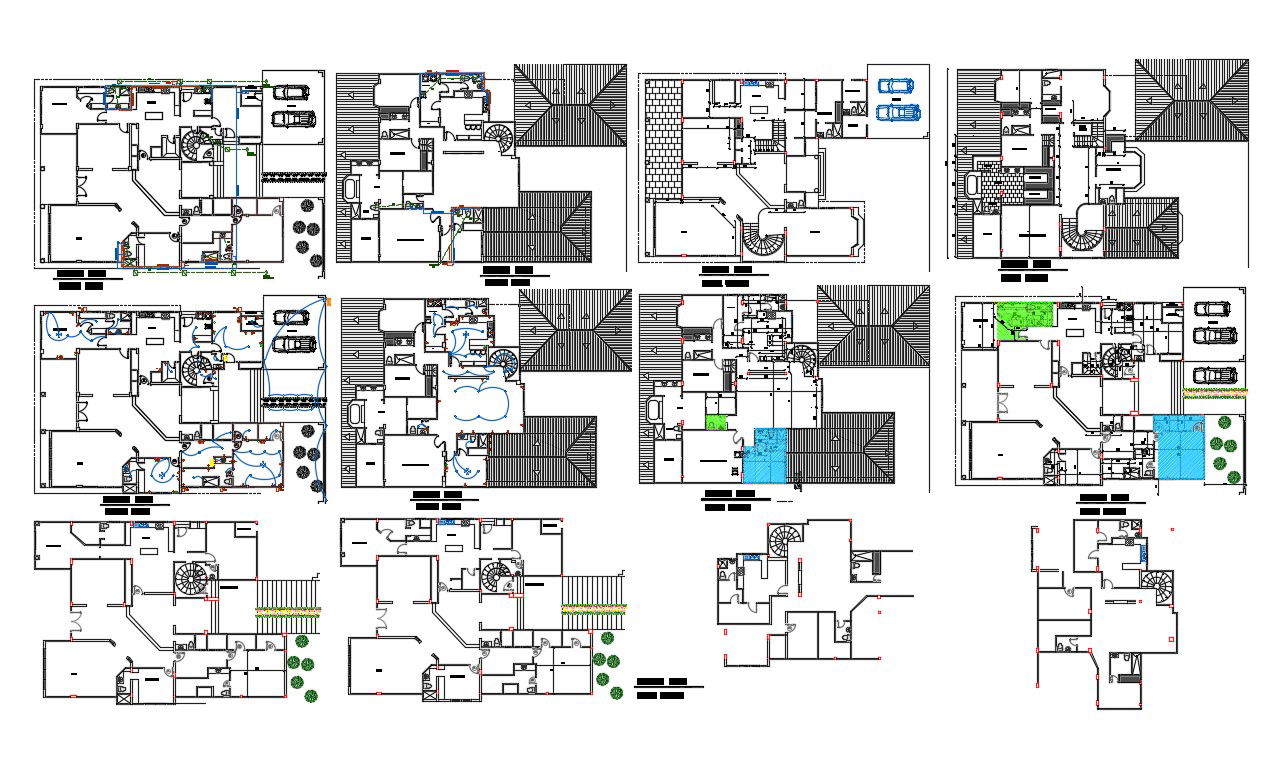Car Parking Bungalow Architecture Plan CAD Drawing Download DWG File