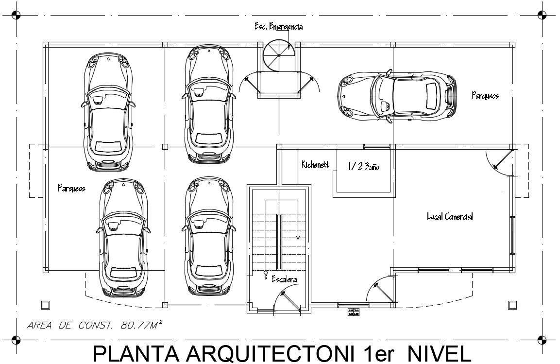 Car Parking Ground Floor Plan AutoCAD Drawing Download DWG File