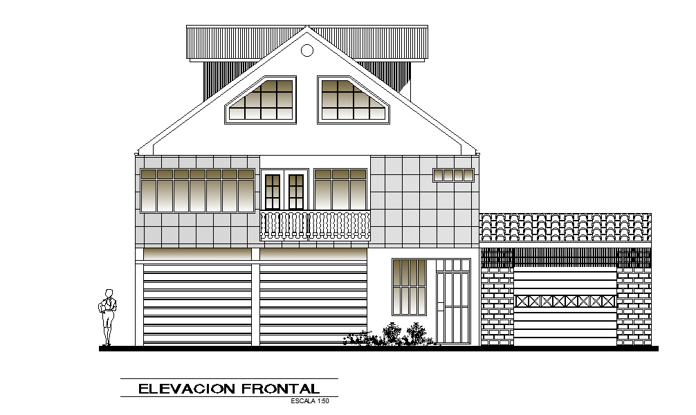 Car Parking House Building Front Elevation Design Download DWG File