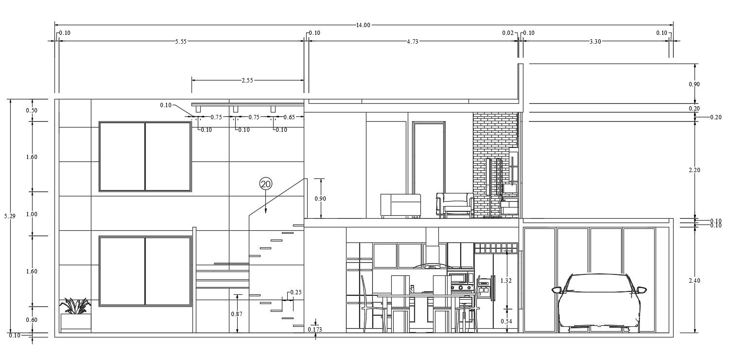 Car Parking House Section Drawing Download DWG File