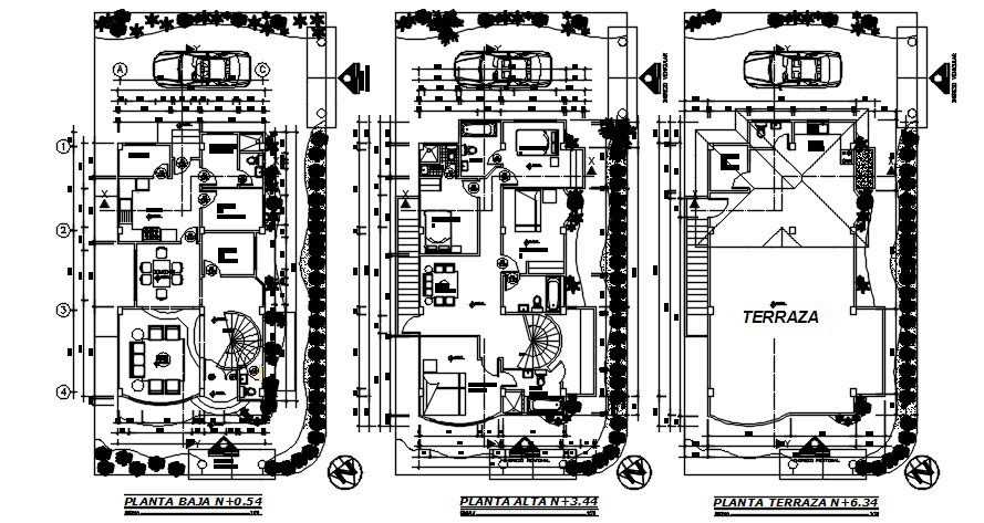 Car Parking House With Furniture Layout CAD Drawing DWG File