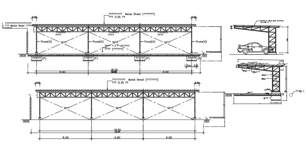 Car Parking With Shed CAD Layout DWG File for Parking Design