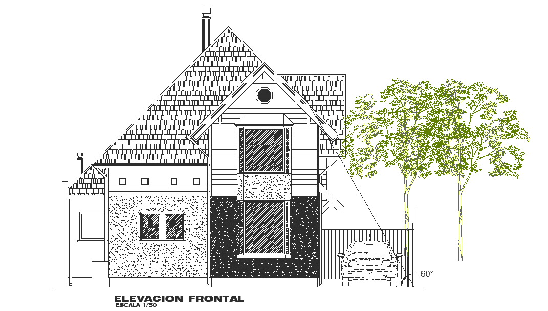Car Parking house Front Elevation Design Download DWG File