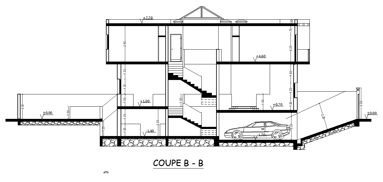 Car Parking house Section CAD Drawing Download DWG File