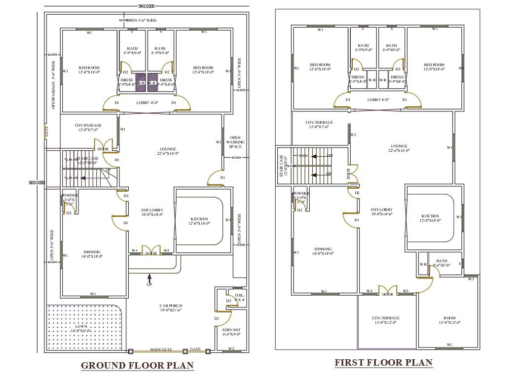 Car Porch House Plan Design AutoCAD File