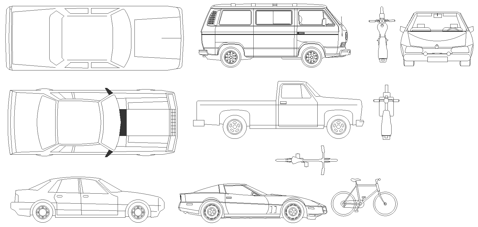 Car cycle and other automobile dwg autocad drawing .