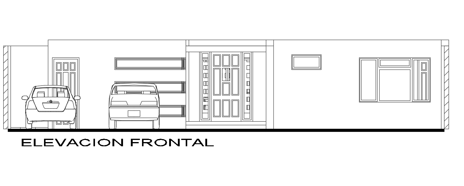 Car parking House Building Front Elevation Design DWG File