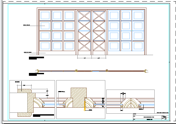 Carpentry detail of Door window design drawing