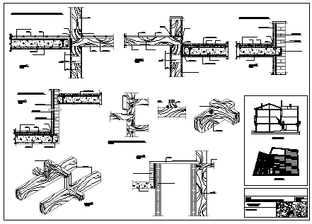 Carpentry detail of wooden details design drawing