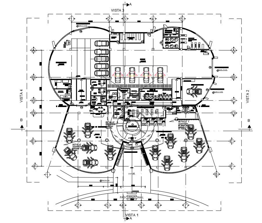 Car show room plan is given in this Autocad drawing file. Download now.