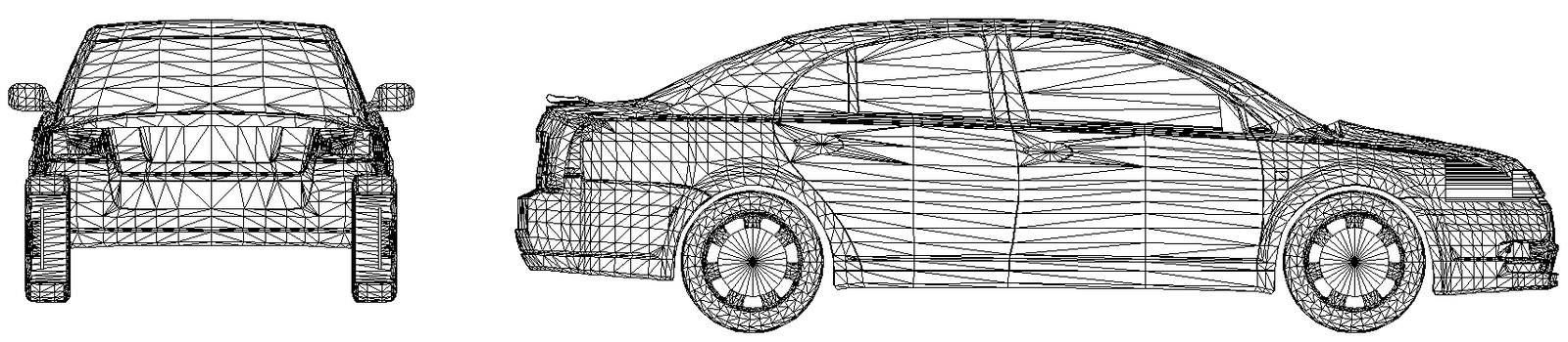 Car wireframe elevation design DWG AutoCAD drawing