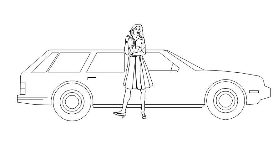 Car with human cad blocks in AutoCAD, dwg file.