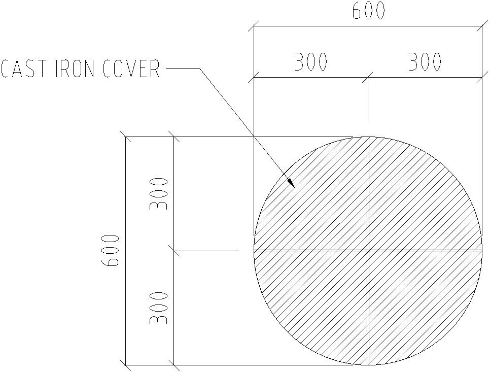 Cast iron cover of manhole in detail AutoCAD drawing