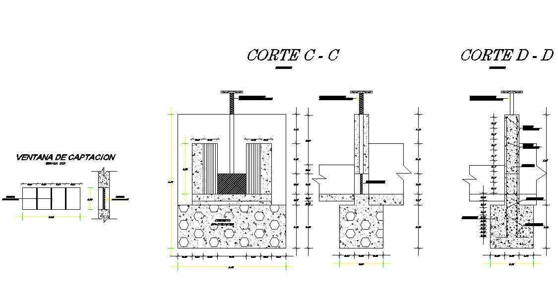 Catchment window plan and section detail dwg file