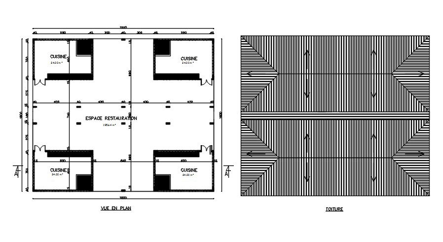 Catering Area plan details in AutoCAD, dwg file.