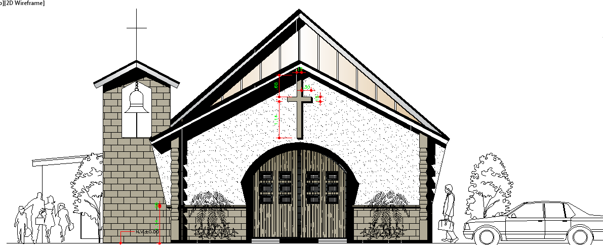 Catholic Center Architecture Design and Elevation dwg file