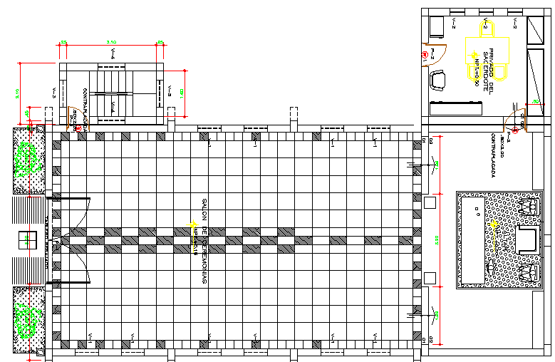 Catholic Center Architecture Design and Structure Details dwg file