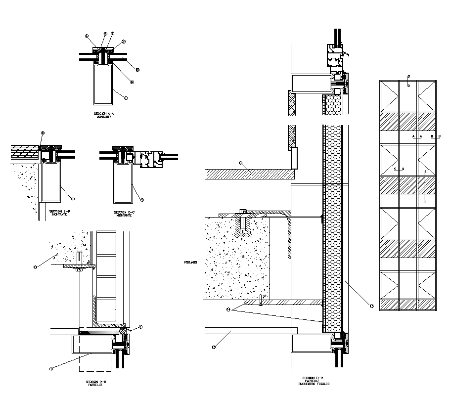 Cavity wall sectional detail elevation 2d view layout file