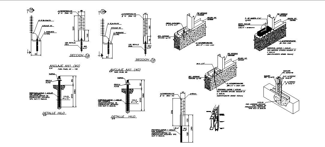 Ceiling anchor and construction details dwg file