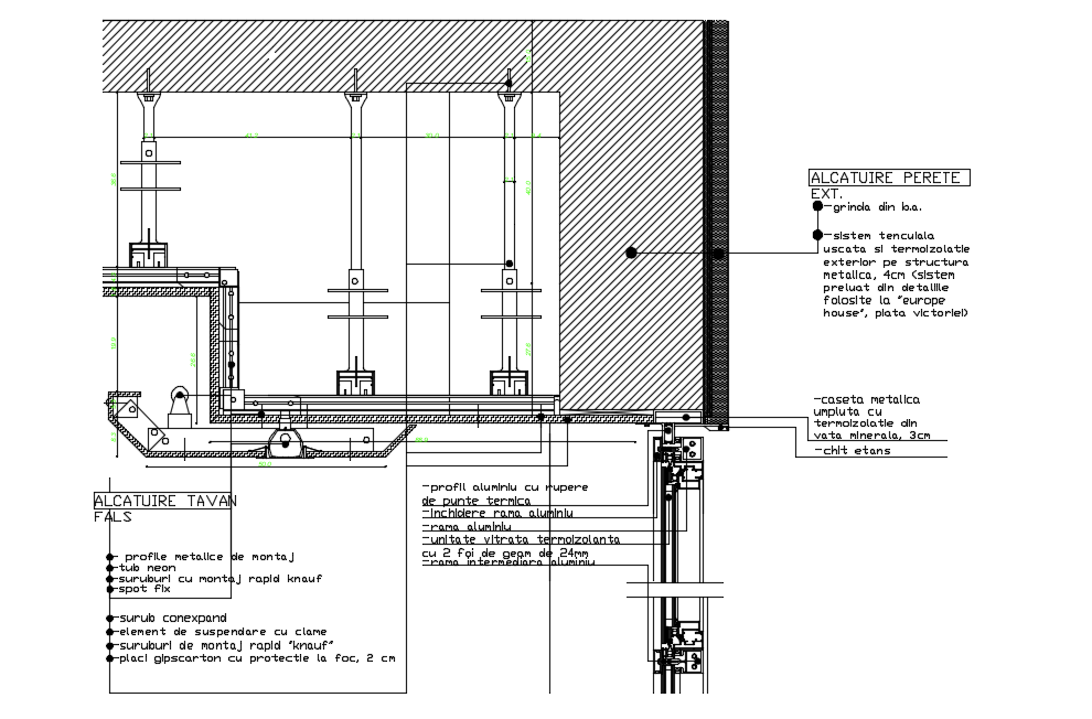 Ceiling elevation with structure view dwg file