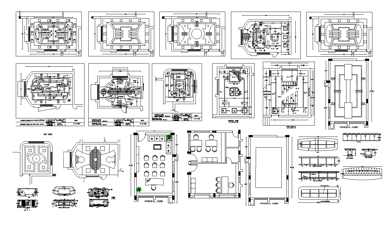 Ceiling of office building detail layout DWG file