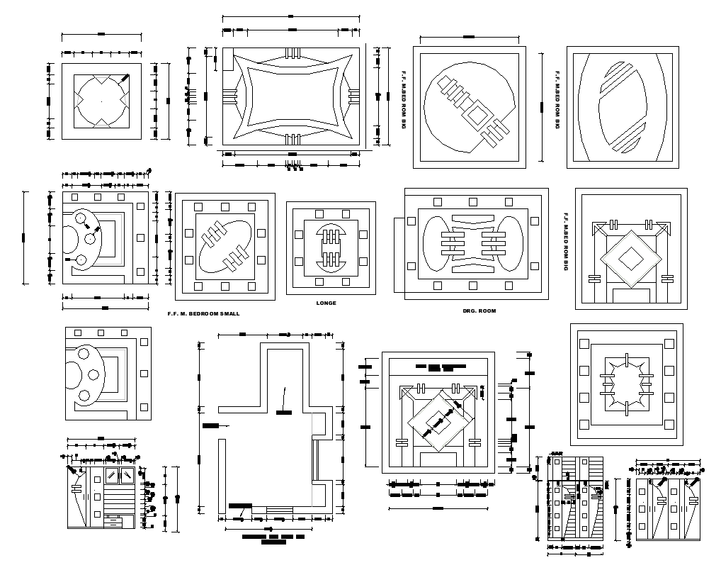 Ceiling plan detail 2d view layout dwg file