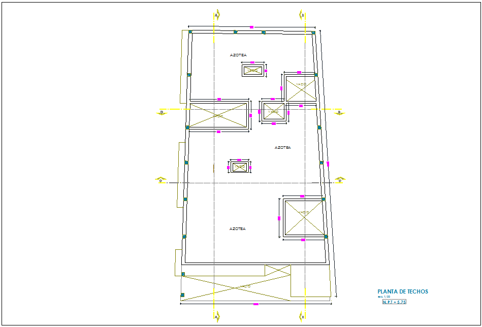 Ceiling plan for house with architectural view dwg file