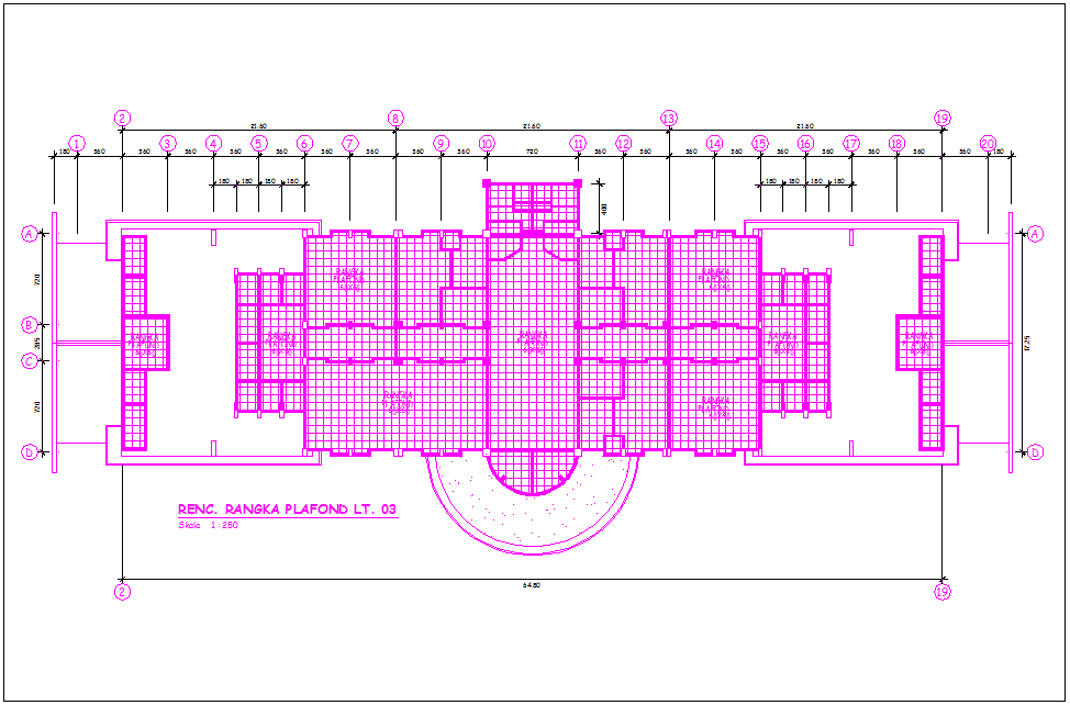 Ceiling plan of corporate building with architectural view dwg file