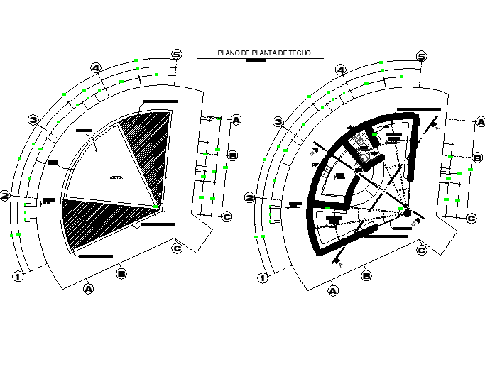 Ceiling plan of florist stand with construction view dwg file