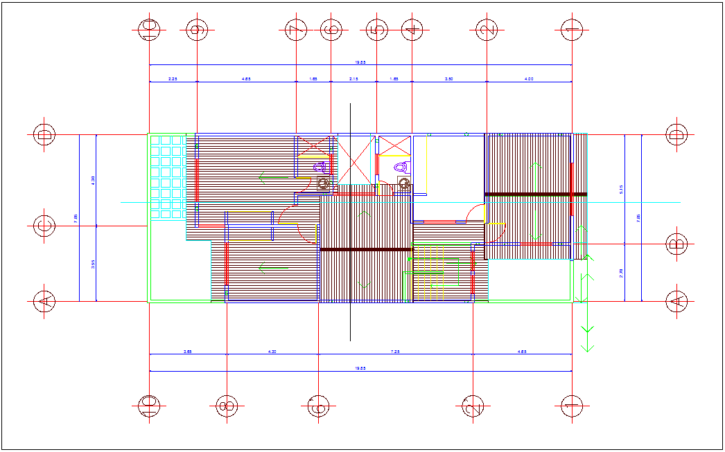 Ceiling plan with architectural view of residential area dwg file
