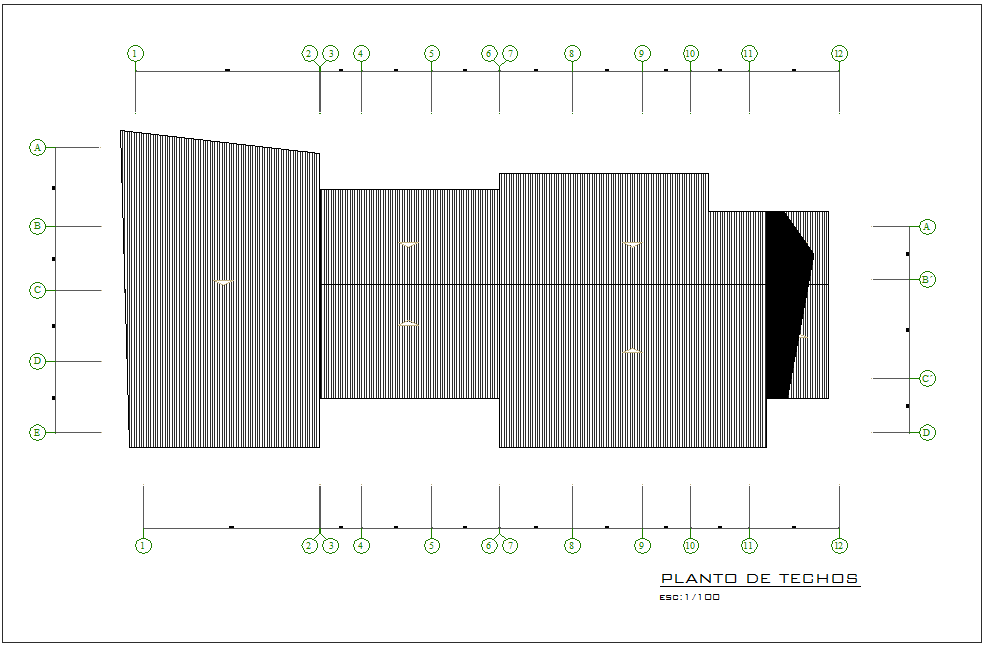 Ceiling plan with construction view for municipal building dwg file